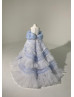 Blue Glitter Tulle Ruffled Flower Girl Dress Blue Glitter Tulle Ruffled Flower Girl Dress